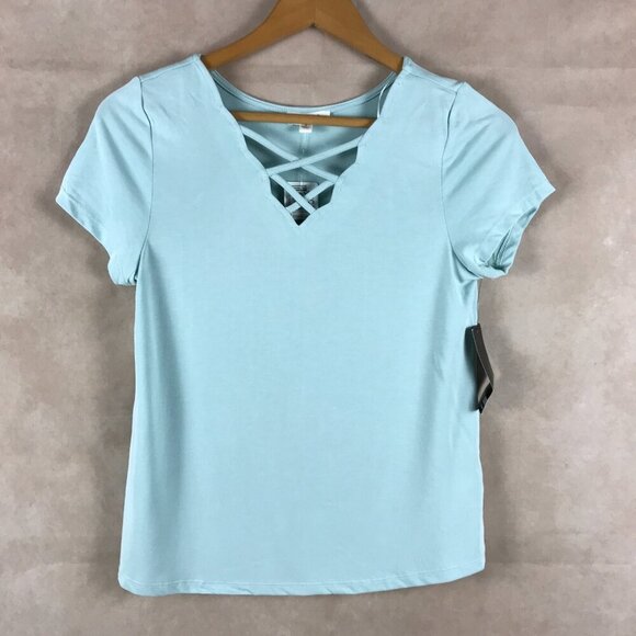 One Hart Baby Blue Soft Criss-Cross Tee NWT SMALL - Picture 2 of 5